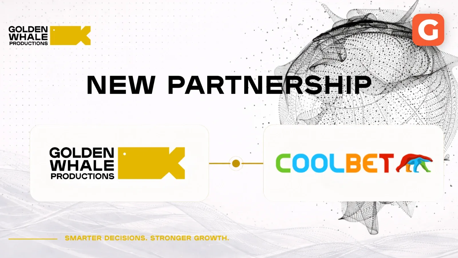 Golden Whale Productions and Coolbet logos under a New Partnership heading