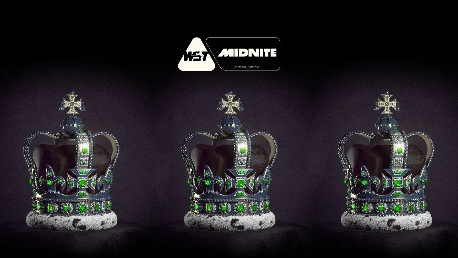 Midnite and World Snooker Tour official partner logos above three crowns